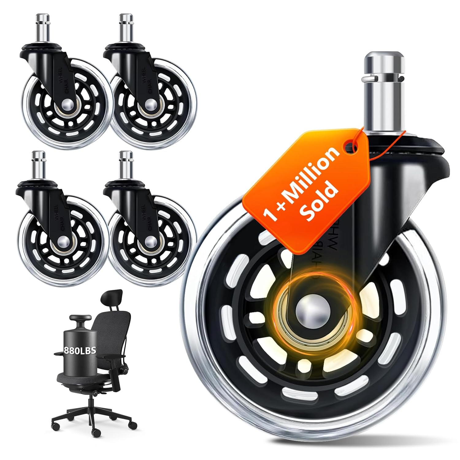 Office Furniture Solutions - 3 Inch Office Chair Wheels Set