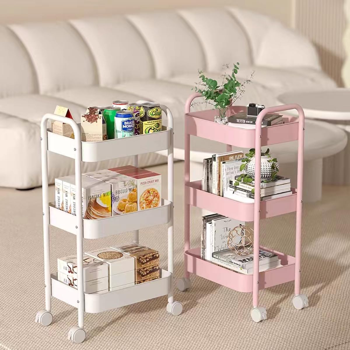 Book Cart Rolling - 3-Tier Rolling Storage Cart Heavy Duty
