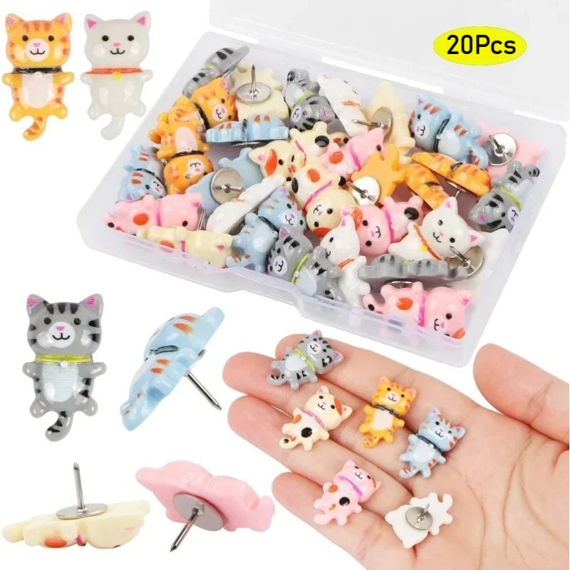 20Pcs Cute Resin Cat Push Pins - Office Furniture Online review and price
