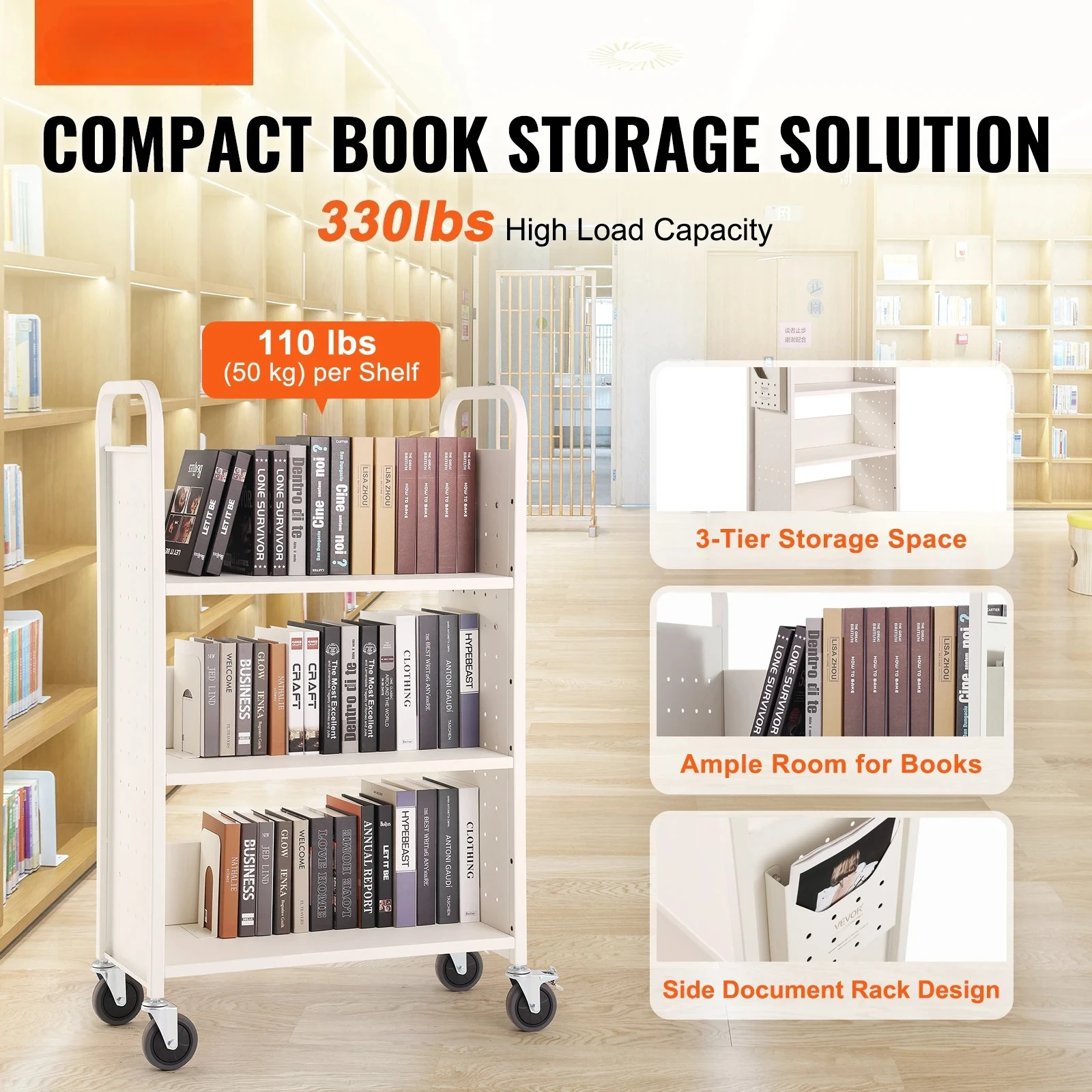 330lbs Library Book Cart L-Sha - Book Cart Rolling review and price