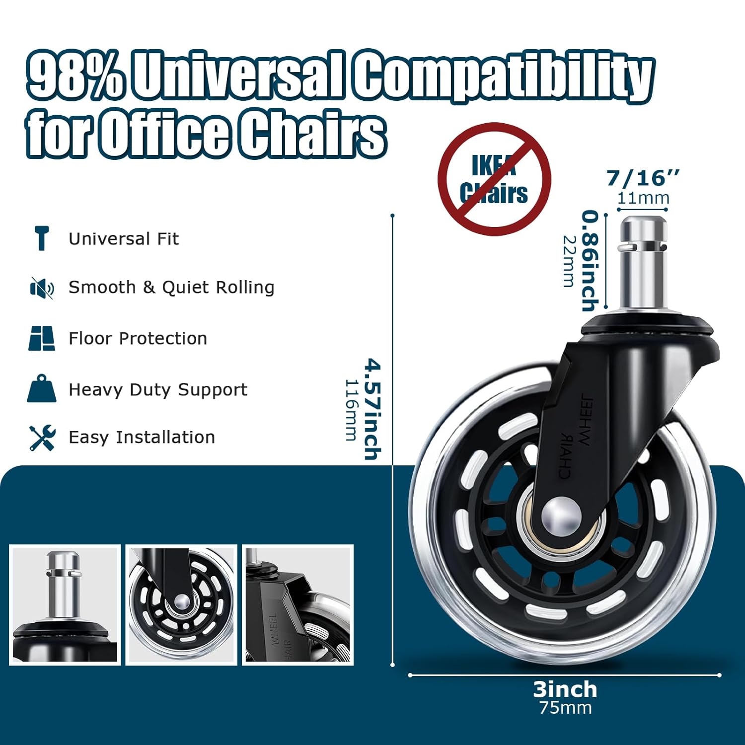 3 Inch Office Chair Wheels Set - Office Furniture Solutions review and price