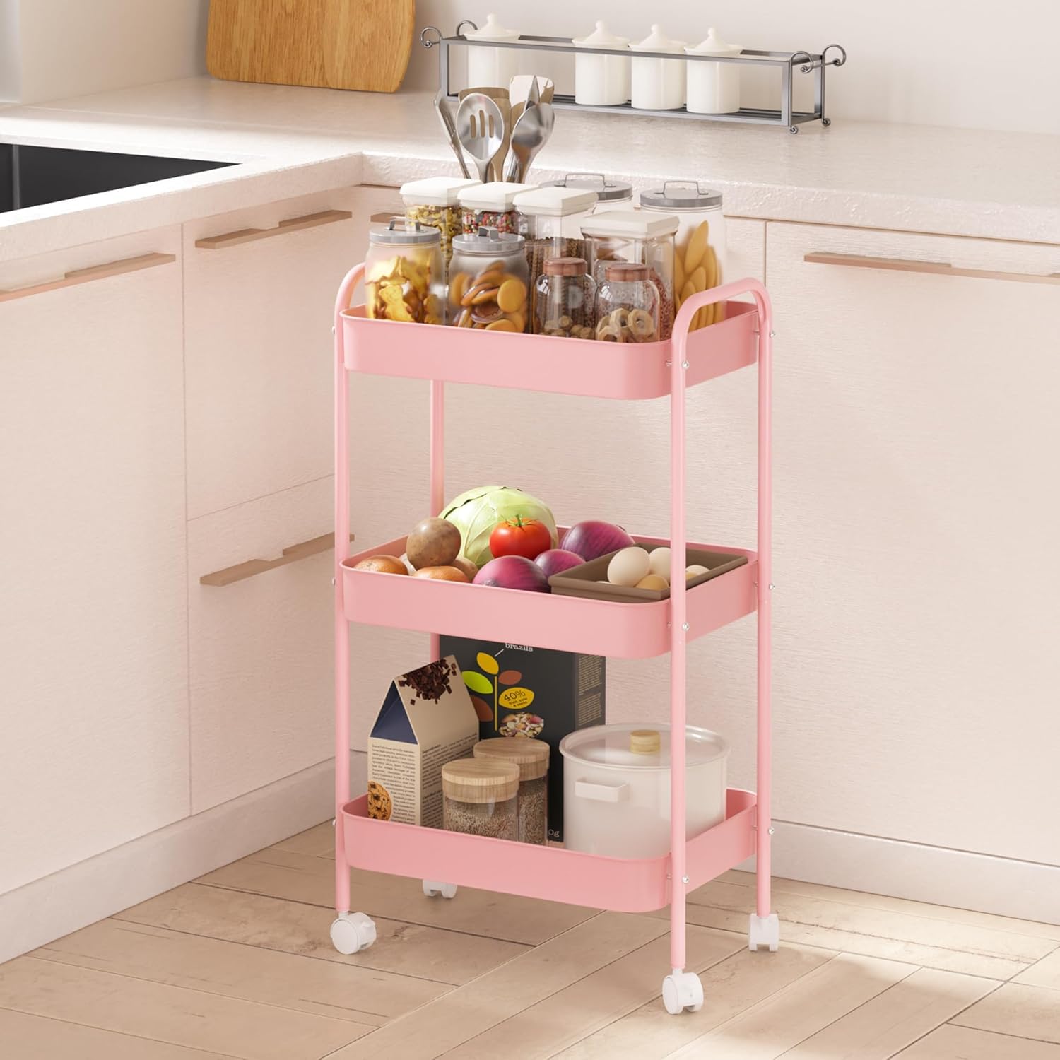 3-Tier Rolling Storage Cart He - Book Cart Rolling review and price