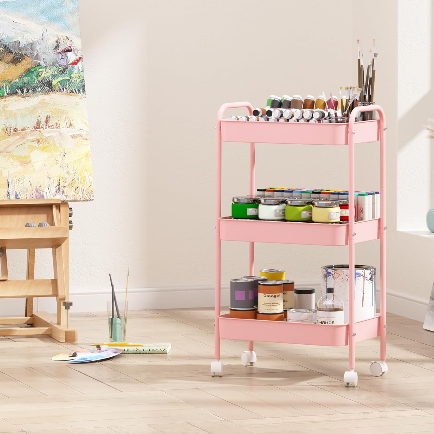 3-Tier Rolling Storage Cart He - Book Cart Rolling review and price